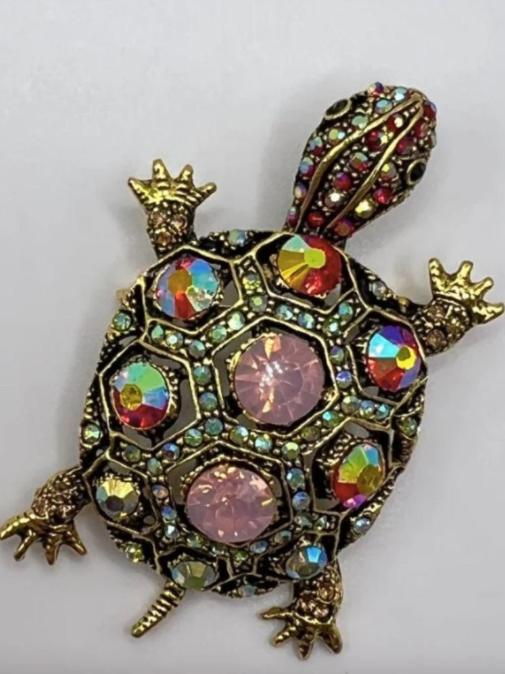 Turtle Rhinestone brooch BNIP adorable pin